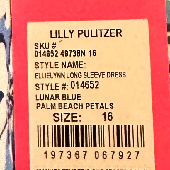 XXL Lilly Pulitzer Ellielynn Long Sleeve Dress Lunar Blue Palm Beach Petals - Picture 2 of 3